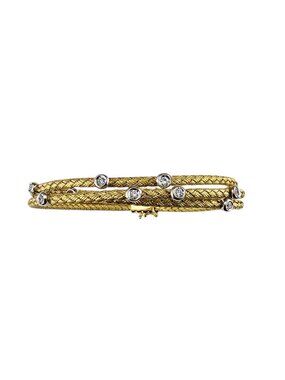 18K Yellow Gold Diamond Multi-Strand Woven Bracelet #24889